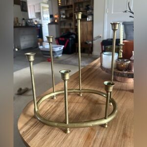 Elegant vintage  Brass oval Candle Holder decor christmas holiday 8x11